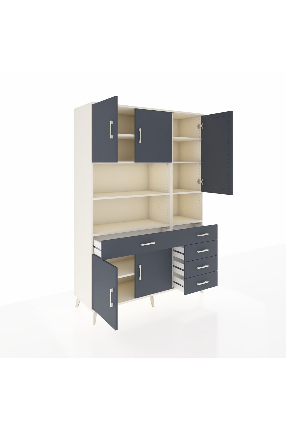 Hyperion Dolap 9 Raflı 5 Çekmeceli 5 Kapaklı 132x44x195 Aytaşı-Antrasit/Antrasit