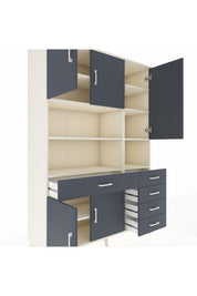 Hyperion Dolap 9 Raflı 5 Çekmeceli 5 Kapaklı 132x44x195 Aytaşı-Antrasit/Antrasit