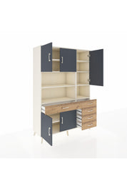 Hyperion Dolap 9 Raflı 5 Çekmeceli 5 Kapaklı 132x44x195 Aytaşı-Antrasit/Çam