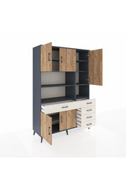 Hyperion Dolap 9 Raflı 5 Çekmeceli 5 Kapaklı 132x44x195 Antrasit-Çam/Aytaşı