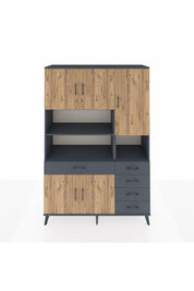 Hyperion Dolap 9 Raflı 5 Çekmeceli 5 Kapaklı 132x44x195 Antrasit-Çam/Antrasit