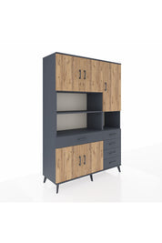 Hyperion Dolap 9 Raflı 5 Çekmeceli 5 Kapaklı 132x44x195 Antrasit-Çam/Antrasit