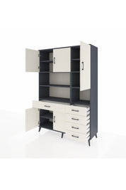 Hyperion Dolap 9 Raflı 5 Çekmeceli 5 Kapaklı 132x44x195 Antrasit-Aytaşı/Aytaşı