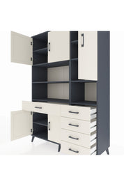 Hyperion Dolap 9 Raflı 5 Çekmeceli 5 Kapaklı 132x44x195 Antrasit-Aytaşı/Aytaşı