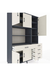 Hyperion Dolap 9 Raflı 5 Çekmeceli 5 Kapaklı 132x44x195 Antrasit-Aytaşı/Aytaşı