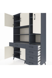 Hyperion Dolap 9 Raflı 5 Çekmeceli 5 Kapaklı 132x44x195 Antrasit-Aytaşı/Antrasit