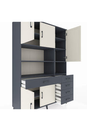 Hyperion Dolap 9 Raflı 5 Çekmeceli 5 Kapaklı 132x44x195 Antrasit-Aytaşı/Antrasit