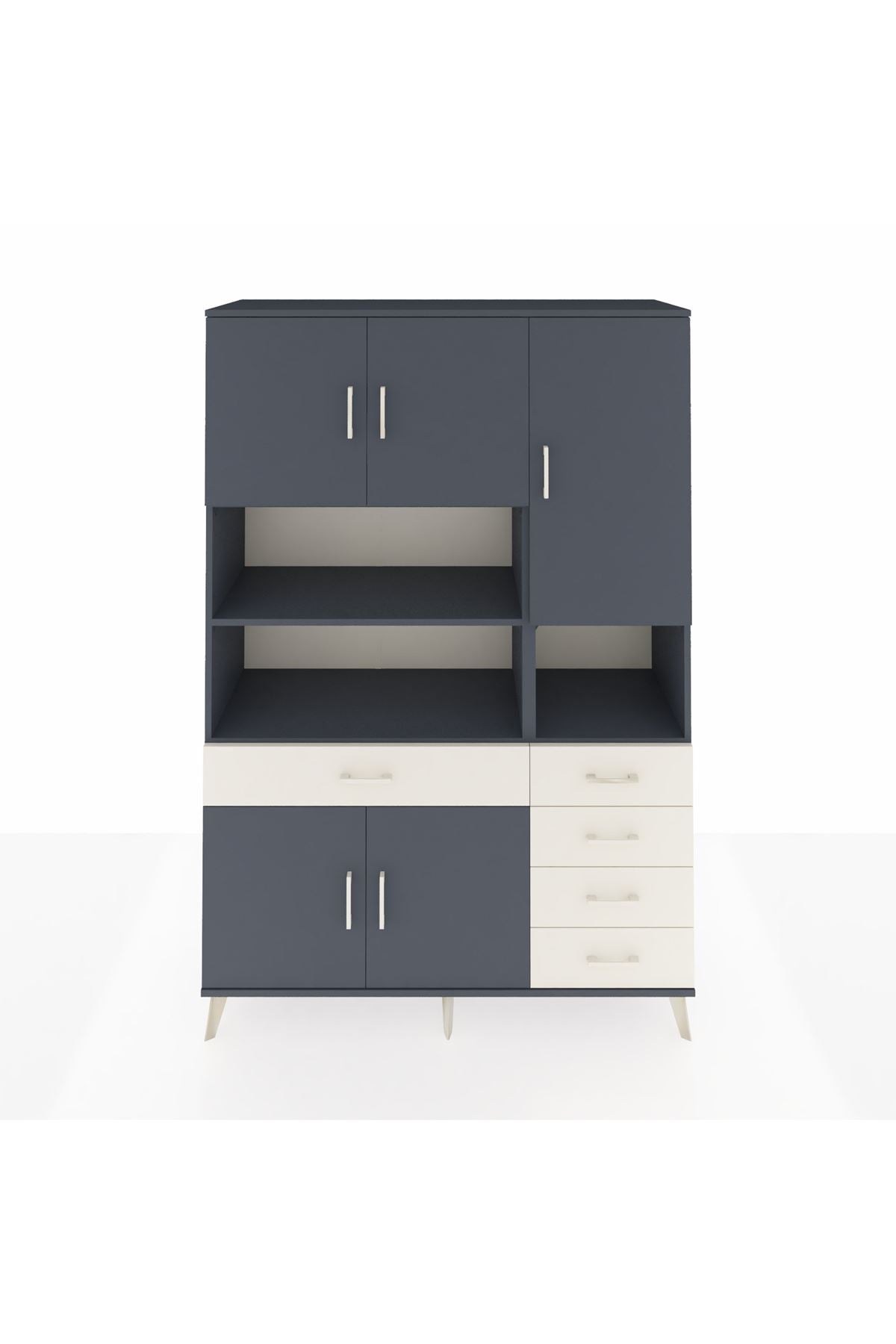 Hyperion Dolap 9 Raflı 5 Çekmeceli 5 Kapaklı 132x44x195 Antrasit-Antrasit/Aytaşı