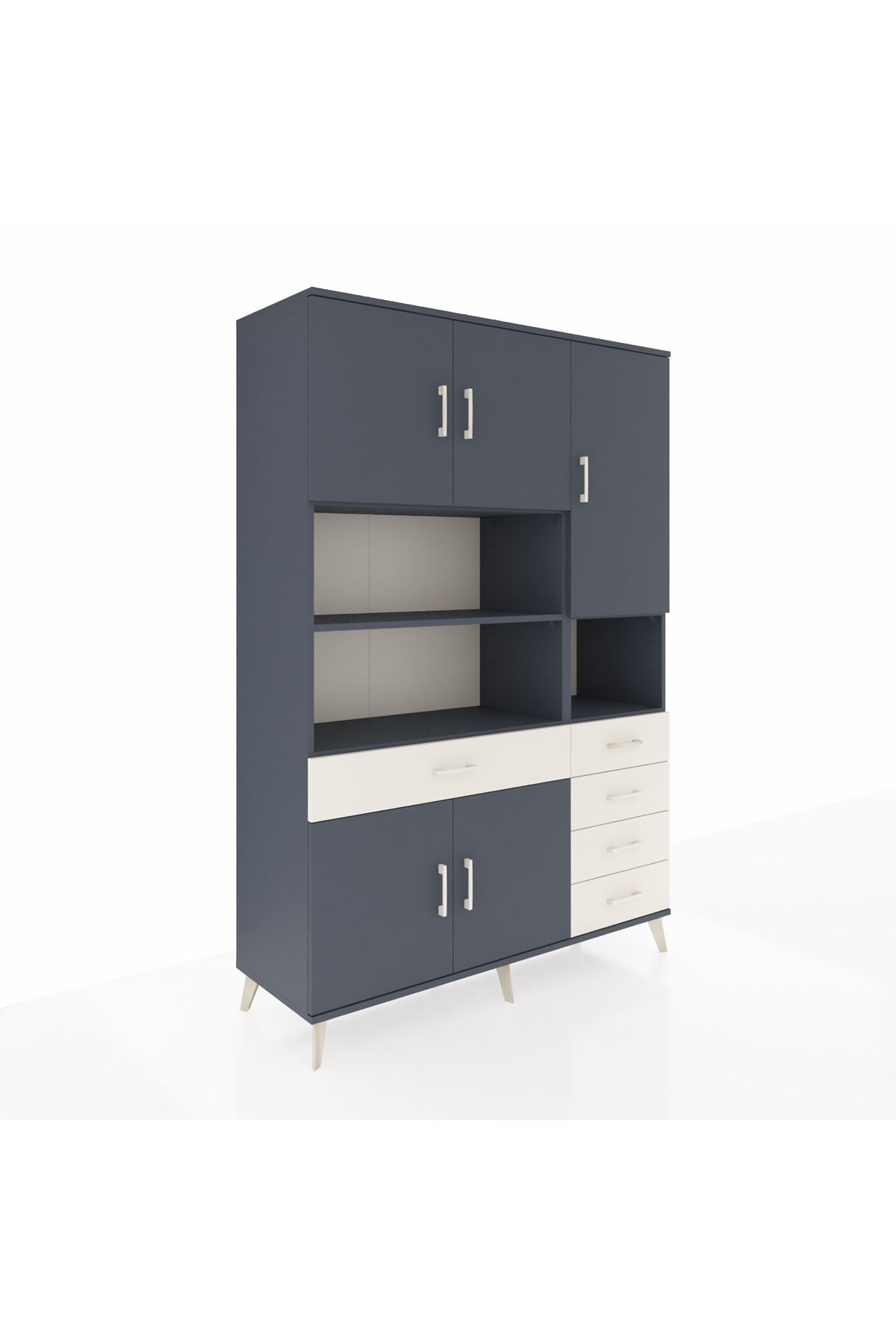 Hyperion Dolap 9 Raflı 5 Çekmeceli 5 Kapaklı 132x44x195 Antrasit-Antrasit/Aytaşı