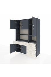 Hyperion Dolap 9 Raflı 5 Çekmeceli 5 Kapaklı 132x44x195 Antrasit-Antrasit/Aytaşı