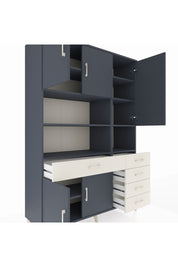 Hyperion Dolap 9 Raflı 5 Çekmeceli 5 Kapaklı 132x44x195 Antrasit-Antrasit/Aytaşı