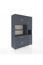 Hyperion Dolap 9 Raflı 5 Çekmeceli 5 Kapaklı 132x44x195 Antrasit-Antrasit/Antrasit