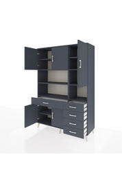 Hyperion Dolap 9 Raflı 5 Çekmeceli 5 Kapaklı 132x44x195 Antrasit-Antrasit/Antrasit
