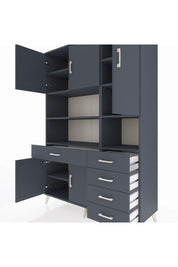 Hyperion Dolap 9 Raflı 5 Çekmeceli 5 Kapaklı 132x44x195 Antrasit-Antrasit/Antrasit