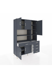 Hyperion Dolap 9 Raflı 5 Çekmeceli 5 Kapaklı 132x44x195 Antrasit-Antrasit/Antrasit