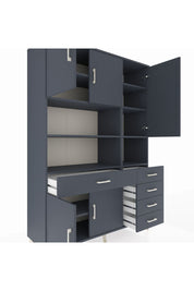 Hyperion Dolap 9 Raflı 5 Çekmeceli 5 Kapaklı 132x44x195 Antrasit-Antrasit/Antrasit