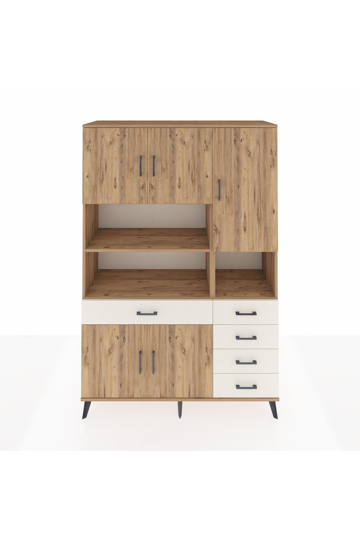 Hyperion Dolap 9 Raflı 5 Çekmeceli 5 Kapaklı 132x44x195 Çam-Çam/Aytaşı