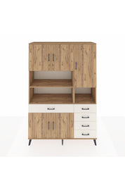 Hyperion Dolap 9 Raflı 5 Çekmeceli 5 Kapaklı 132x44x195 Çam-Çam/Aytaşı