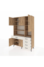 Hyperion Dolap 9 Raflı 5 Çekmeceli 5 Kapaklı 132x44x195 Çam-Çam/Aytaşı