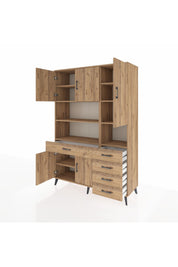 Hyperion Dolap 9 Raflı 5 Çekmeceli 5 Kapaklı 132x44x195 Çam-Çam/Çam