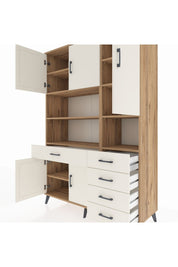 Hyperion Dolap 9 Raflı 5 Çekmeceli 5 Kapaklı 132x44x195 Çam-Aytaşı/Aytaşı