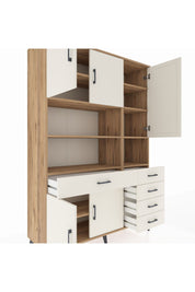 Hyperion Dolap 9 Raflı 5 Çekmeceli 5 Kapaklı 132x44x195 Çam-Aytaşı/Aytaşı