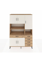 Hyperion Dolap 9 Raflı 5 Çekmeceli 5 Kapaklı 132x44x195 Çam-Aytaşı/Çam