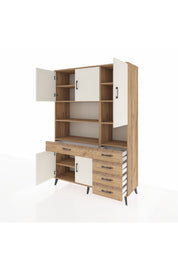 Hyperion Dolap 9 Raflı 5 Çekmeceli 5 Kapaklı 132x44x195 Çam-Aytaşı/Çam