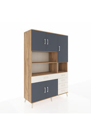 Hyperion Dolap 9 Raflı 5 Çekmeceli 5 Kapaklı 132x44x195 Çam-Antrasit/Aytaşı