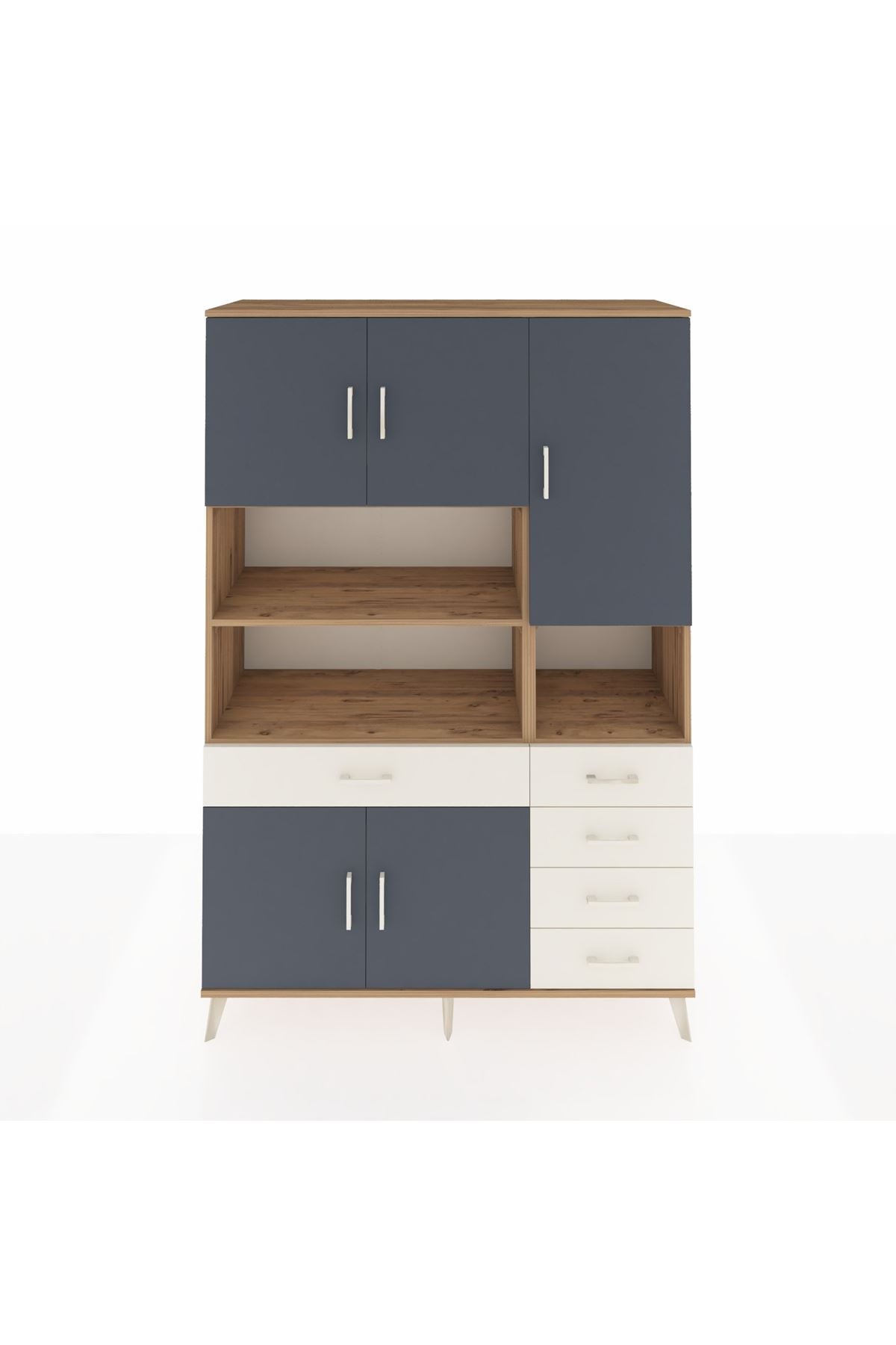 Hyperion Dolap 9 Raflı 5 Çekmeceli 5 Kapaklı 132x44x195 Çam-Antrasit/Aytaşı