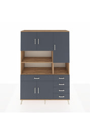Hyperion Dolap 9 Raflı 5 Çekmeceli 5 Kapaklı 132x44x195 Çam-Antrasit/Antrasit