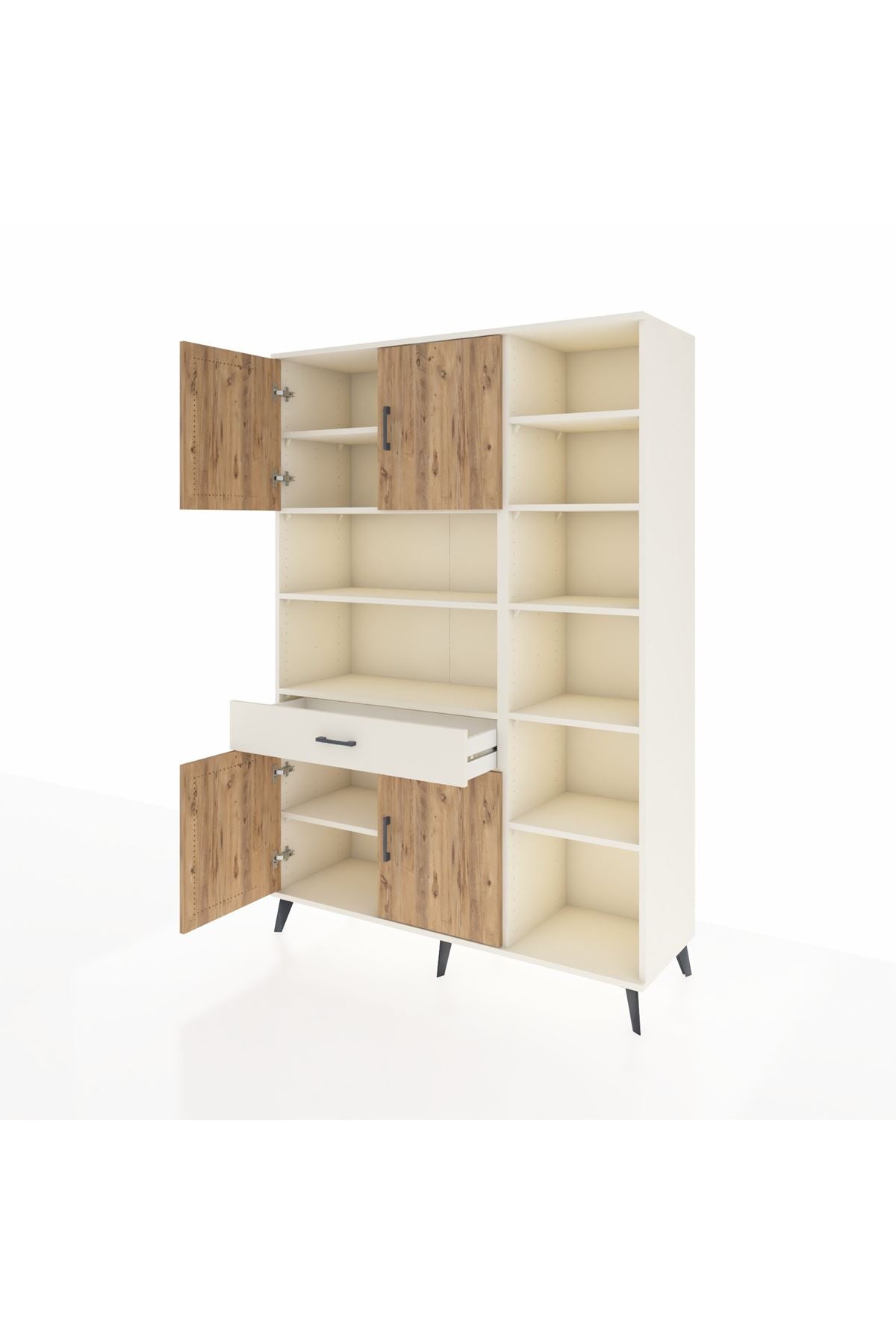 Hyperion Dolap 10 Raflı Tek Çekmeceli 4 Kapaklı 132x44x195 Aytaşı-Çam/Aytaşı