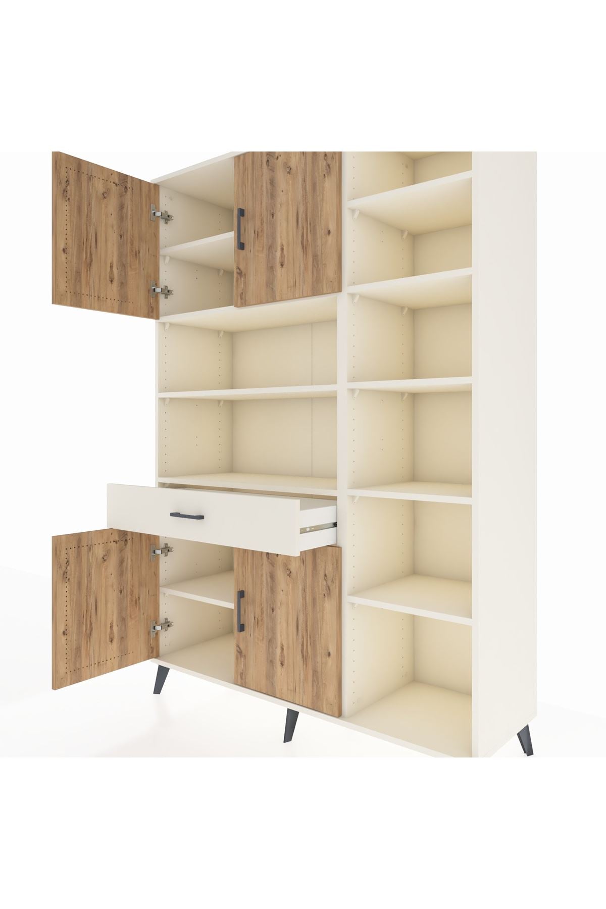 Hyperion Dolap 10 Raflı Tek Çekmeceli 4 Kapaklı 132x44x195 Aytaşı-Çam/Aytaşı