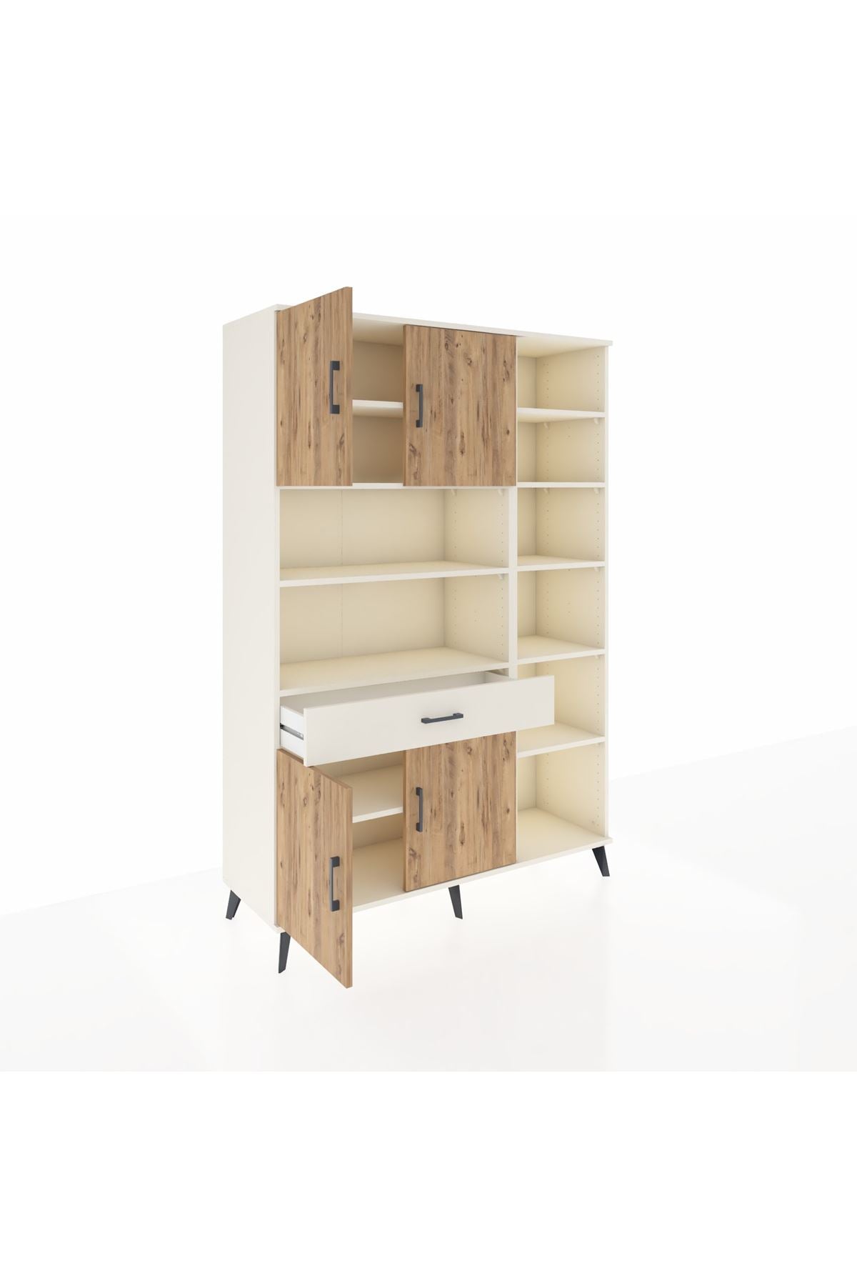 Hyperion Dolap 10 Raflı Tek Çekmeceli 4 Kapaklı 132x44x195 Aytaşı-Çam/Aytaşı