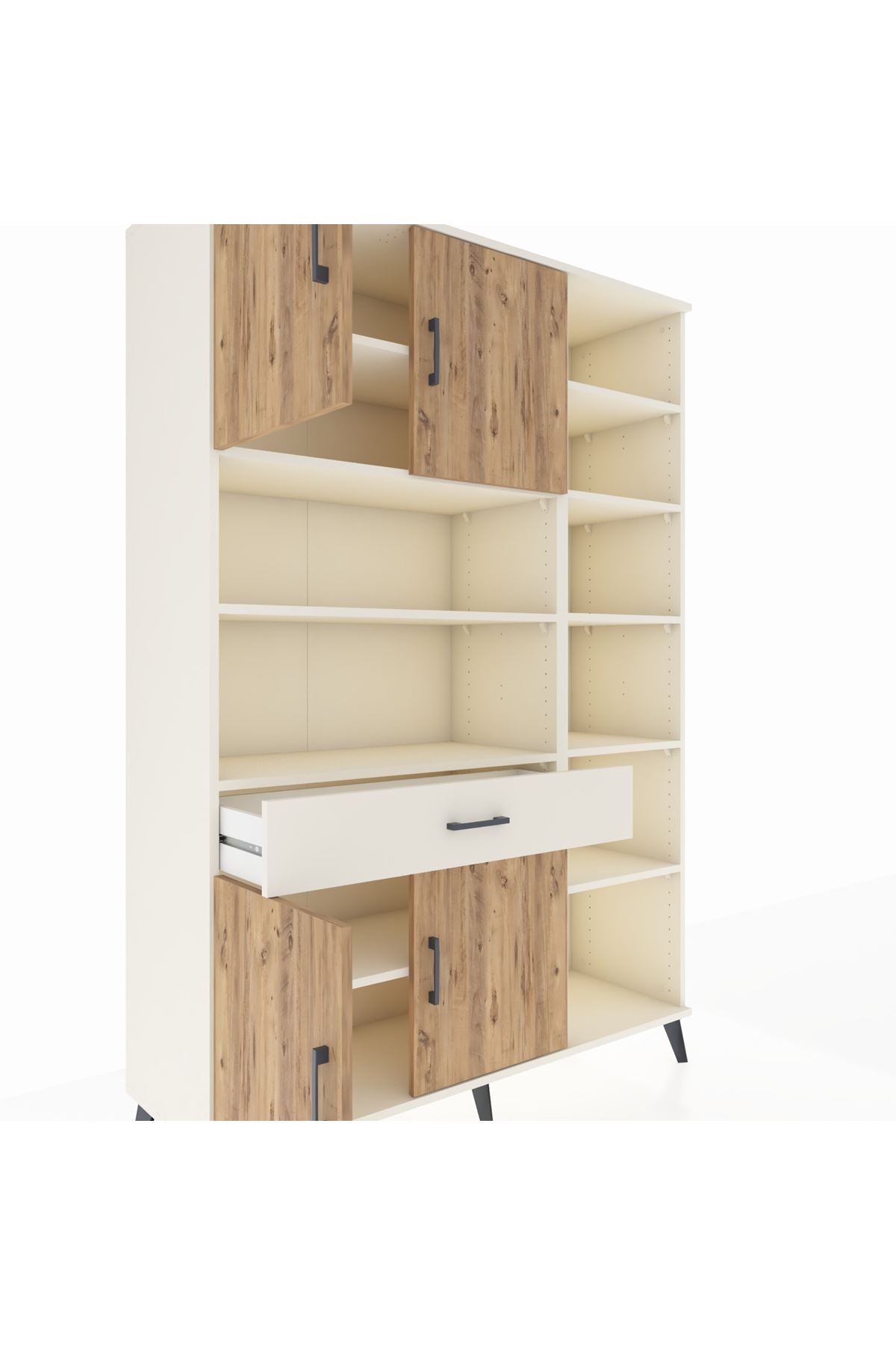 Hyperion Dolap 10 Raflı Tek Çekmeceli 4 Kapaklı 132x44x195 Aytaşı-Çam/Aytaşı