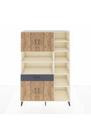 Hyperion Dolap 10 Raflı Tek Çekmeceli 4 Kapaklı 132x44x195 Aytaşı-Çam/Antrasit