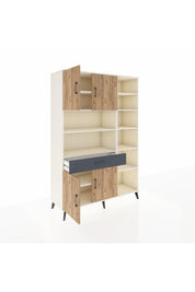 Hyperion Dolap 10 Raflı Tek Çekmeceli 4 Kapaklı 132x44x195 Aytaşı-Çam/Antrasit