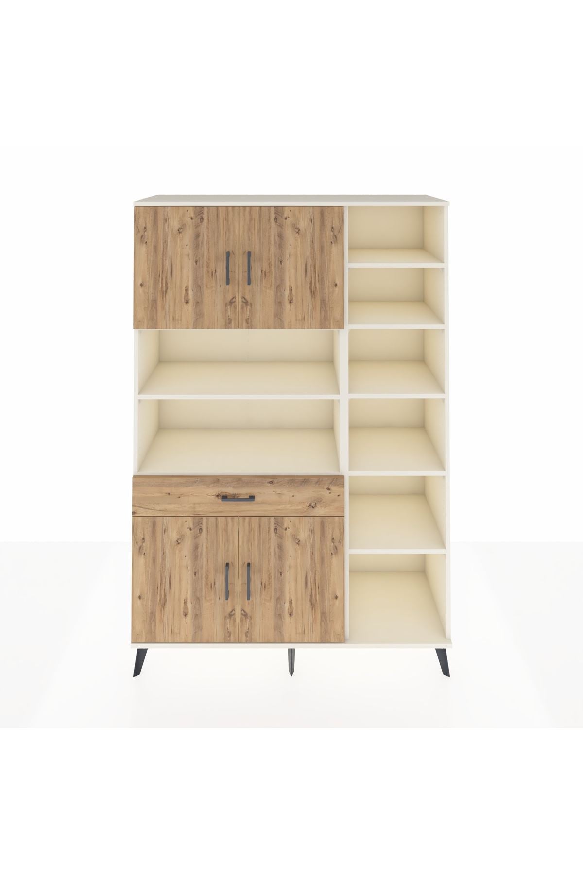 Hyperion Dolap 10 Raflı Tek Çekmeceli 4 Kapaklı 132x44x195 Aytaşı-Çam/Çam