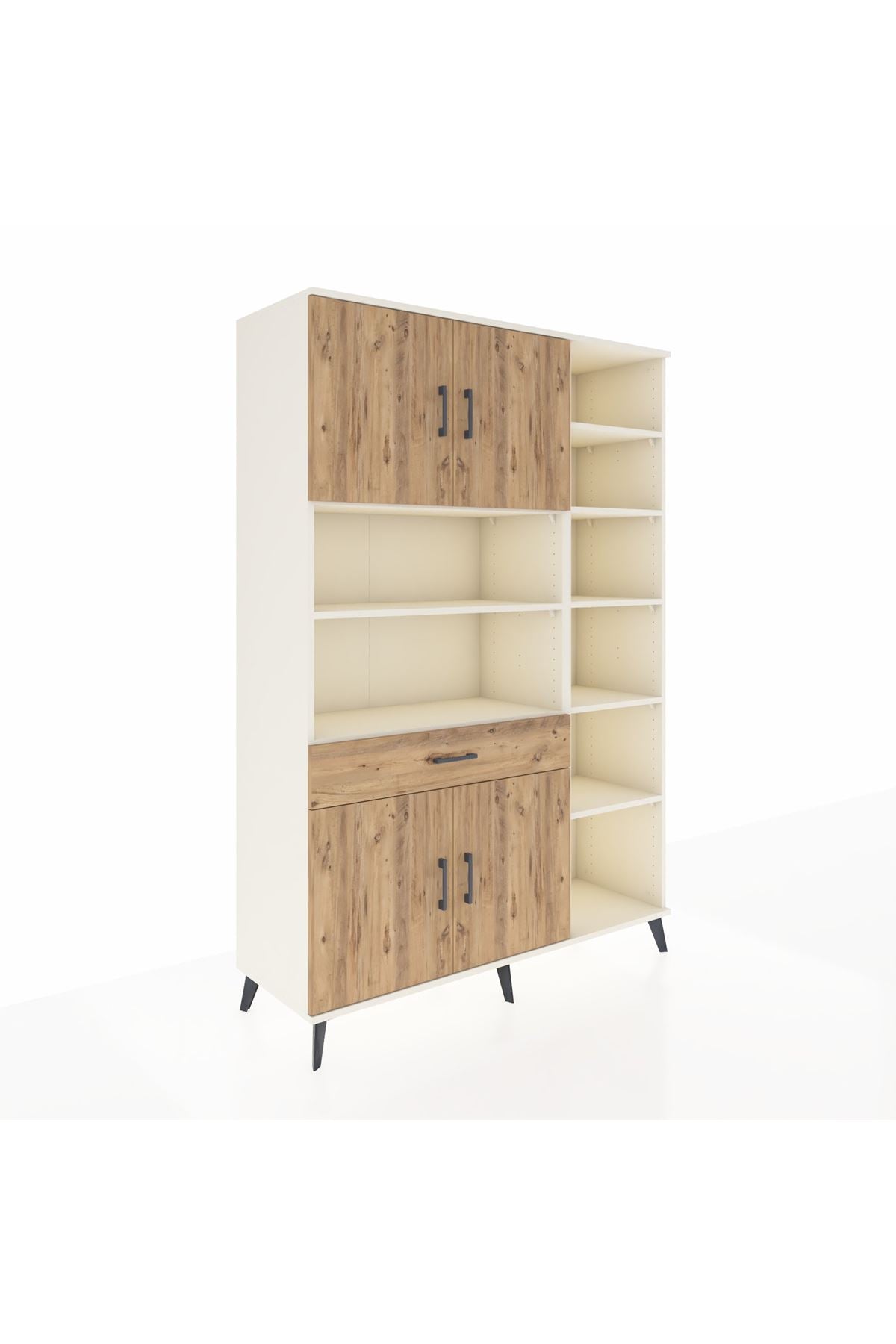 Hyperion Dolap 10 Raflı Tek Çekmeceli 4 Kapaklı 132x44x195 Aytaşı-Çam/Çam