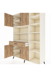 Hyperion Dolap 10 Raflı Tek Çekmeceli 4 Kapaklı 132x44x195 Aytaşı-Çam/Çam