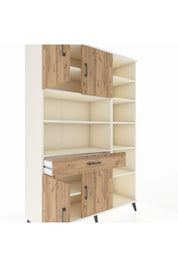 Hyperion Dolap 10 Raflı Tek Çekmeceli 4 Kapaklı 132x44x195 Aytaşı-Çam/Çam