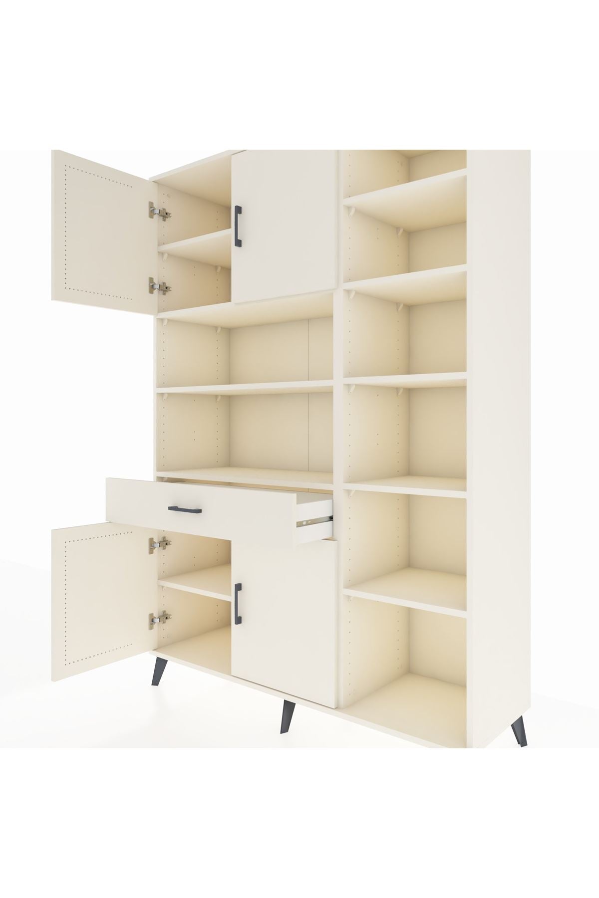 Hyperion Dolap 10 Raflı Tek Çekmeceli 4 Kapaklı 132x44x195 Aytaşı-Aytaşı/Aytaşı