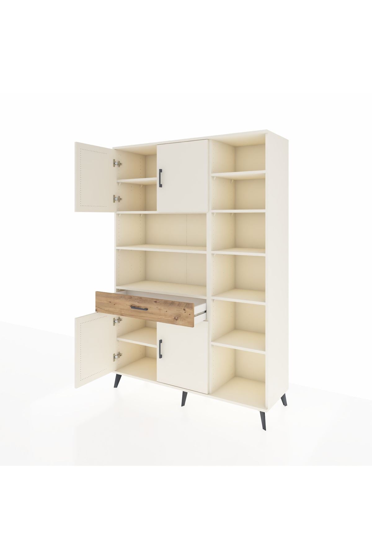 Hyperion Dolap 10 Raflı Tek Çekmeceli 4 Kapaklı 132x44x195 Aytaşı-Aytaşı/Çam