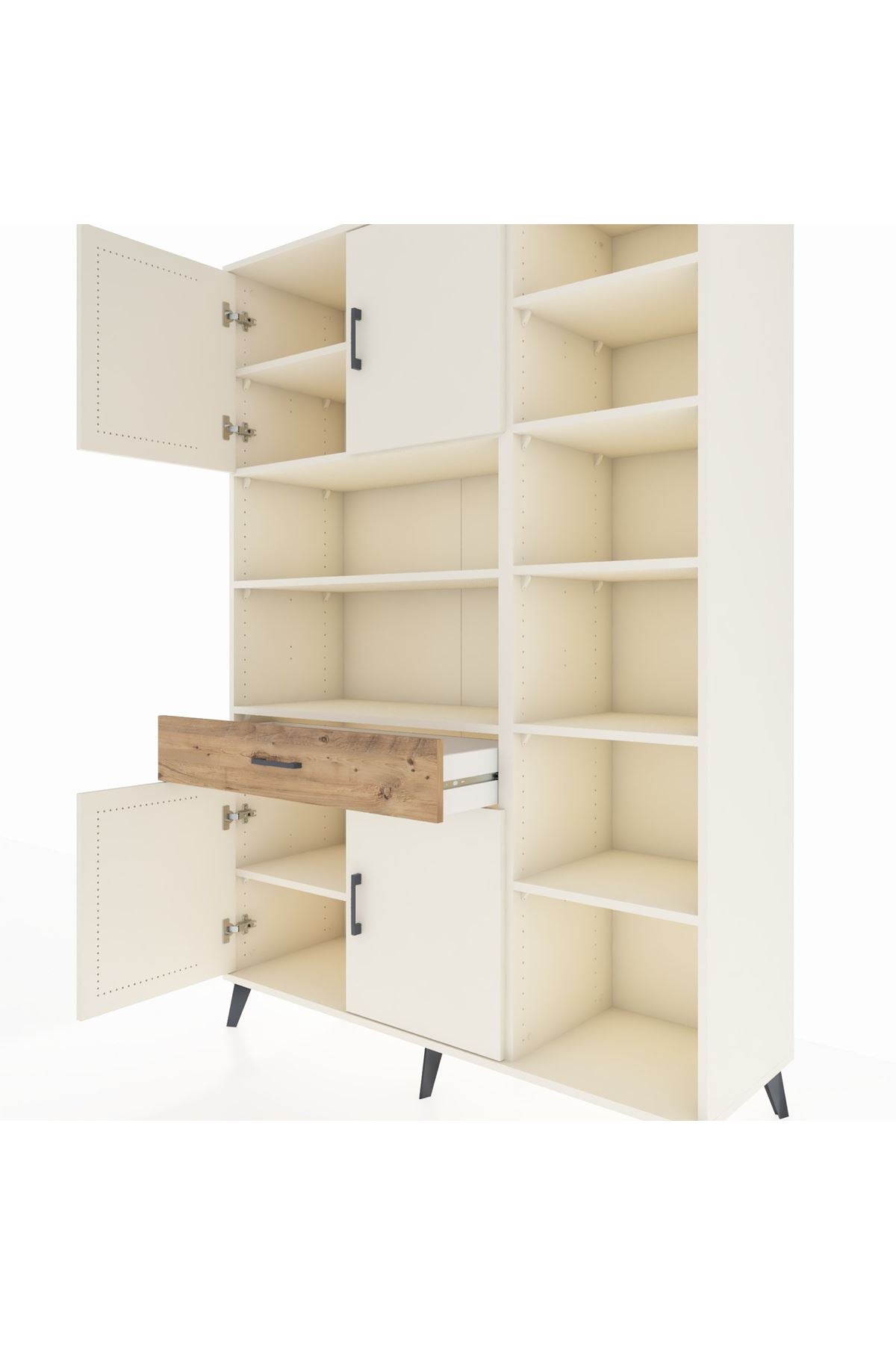 Hyperion Dolap 10 Raflı Tek Çekmeceli 4 Kapaklı 132x44x195 Aytaşı-Aytaşı/Çam