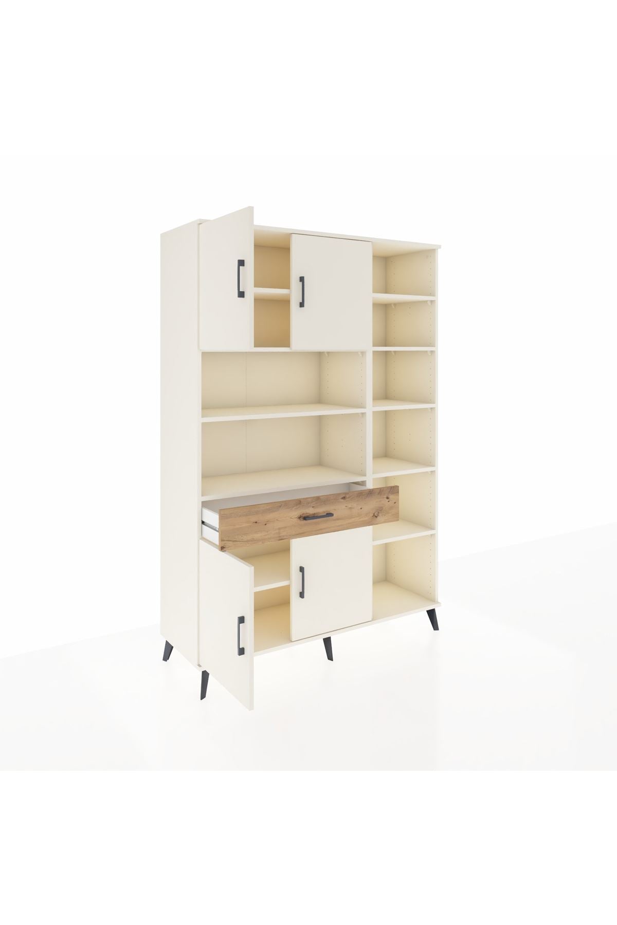 Hyperion Dolap 10 Raflı Tek Çekmeceli 4 Kapaklı 132x44x195 Aytaşı-Aytaşı/Çam