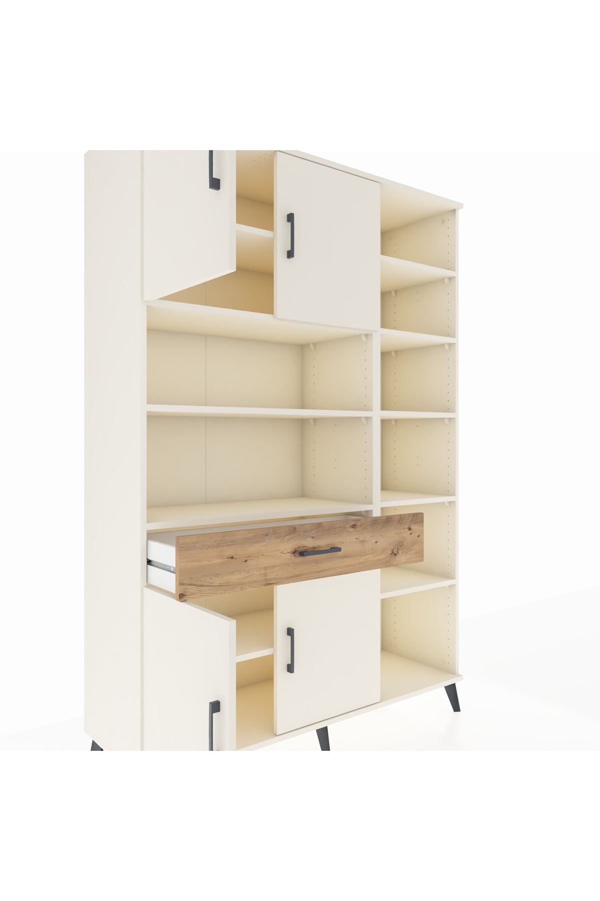 Hyperion Dolap 10 Raflı Tek Çekmeceli 4 Kapaklı 132x44x195 Aytaşı-Aytaşı/Çam