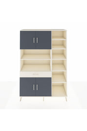 Hyperion Dolap 10 Raflı Tek Çekmeceli 4 Kapaklı 132x44x195 Aytaşı-Antrasit/Aytaşı