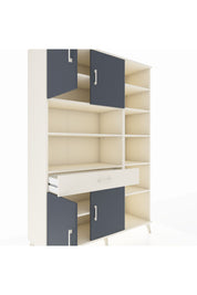 Hyperion Dolap 10 Raflı Tek Çekmeceli 4 Kapaklı 132x44x195 Aytaşı-Antrasit/Aytaşı