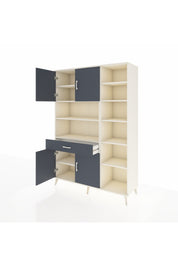 Hyperion Dolap 10 Raflı Tek Çekmeceli 4 Kapaklı 132x44x195 Aytaşı-Antrasit/Antrasit