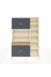 Hyperion Dolap 10 Raflı Tek Çekmeceli 4 Kapaklı 132x44x195 Aytaşı-Antrasit/Çam